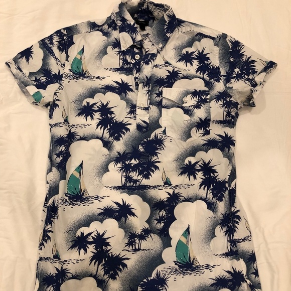 J. Crew Coastal/Tropical Short Sleeve Button Down - Picture 1 of 3